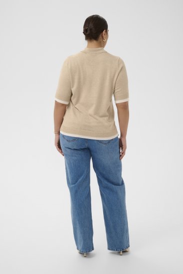 Kaffe Curve Lizzy Contrast Knitted Polo Feather Grey Melange - Polos - 