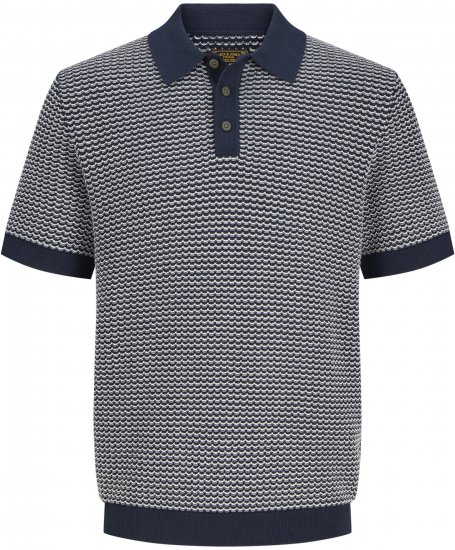 Jack & Jones Blukingsley Knitted Short Sleeve Polo Navy - Chemises - Chemises Grandes Tailles Hommes