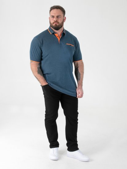 D555 Harvey Pique with Jacquard Collar & Cuffs Polo Teal - Polos - Polos homme grande taille
