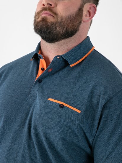 D555 Harvey Pique with Jacquard Collar & Cuffs Polo Teal - Polos - Polos homme grande taille