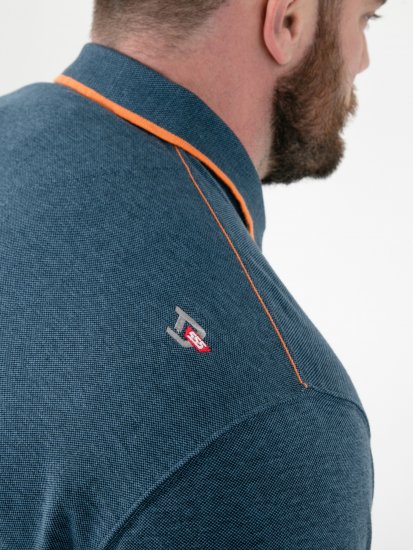 D555 Harvey Pique with Jacquard Collar & Cuffs Polo Teal - Polos - Polos homme grande taille