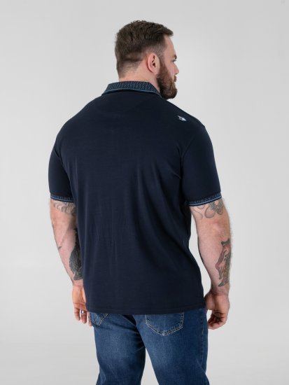 D555 Barret Interlock Jacquard Collar & Cuffs Polo Navy - Polos - Polos homme grande taille