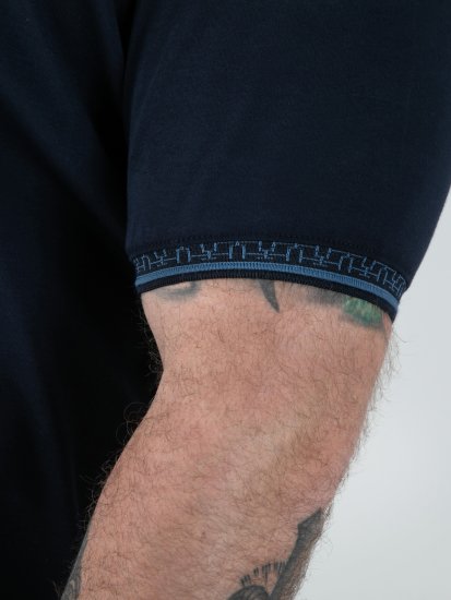 D555 Barret Interlock Jacquard Collar & Cuffs Polo Navy - Polos - Polos homme grande taille