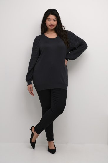 Kaffe Curve Lini Knit Pull Noir Oyster - Sweatshirts & hoodies - 