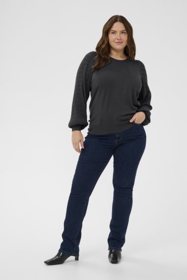 Kaffe Curve Lini Knit Pull Noir Oyster - Sweatshirts & hoodies - 