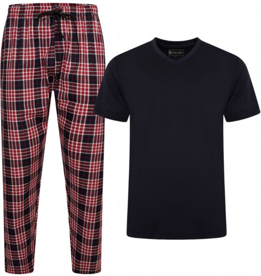 Kam Jeans 897 Lounge Pants and T-Shirt Set Red/Black - Pyjamas/vêtements de détente - Pyjamas Grande Taille pour Hommes