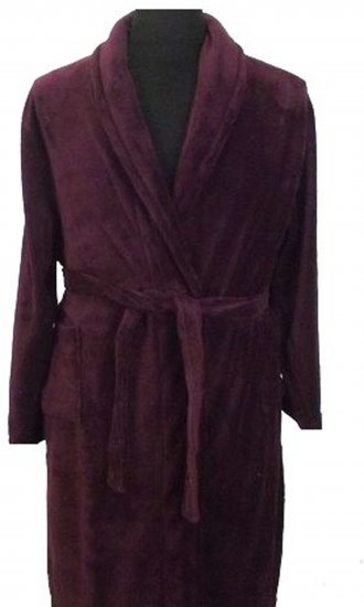 Espionage PJ068 Plain Fleece Gown Burgundy - Peignoirs/serviettes de bain - Peignoirs grande taille pour hommes