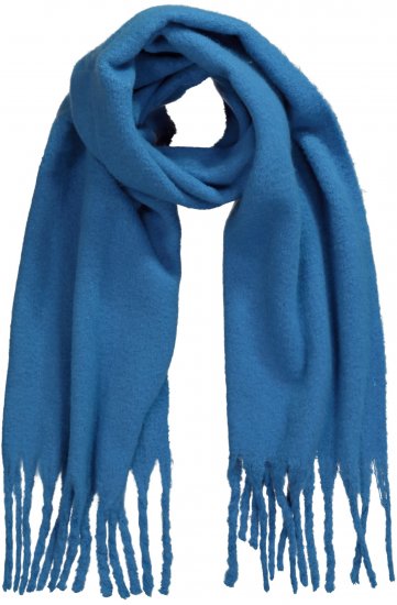 Ulla Popken Trendy Boucle Yarn Fringe Knit Scarf Teal Blue - Accessoires - 