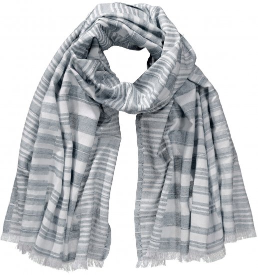 Ulla Popken Striped Statement Scarf Grey - Accessoires - 