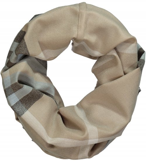 Ulla Popken Plaid Infinity Scarf Brown - Accessoires - 
