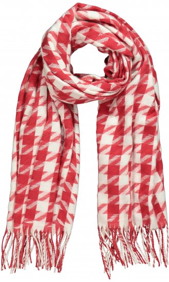 Ulla Popken Houndstooth Fringed Hem Scarf Salsa - Accessoires - 