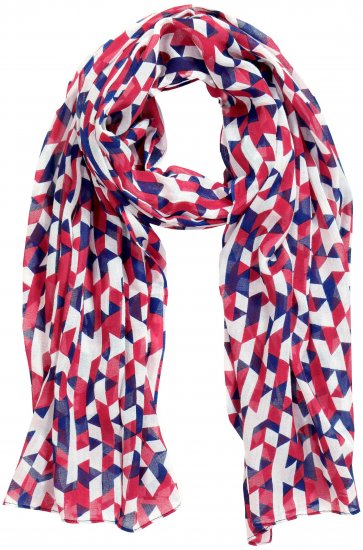 Ulla Popken Geometric Print Scarf Dark Red - Accessoires - 