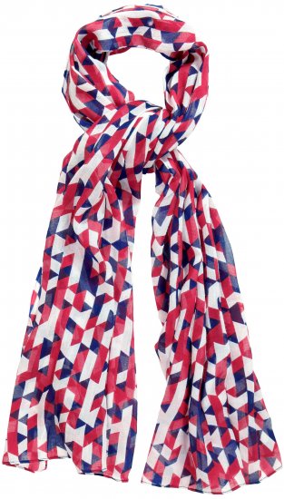 Ulla Popken Geometric Print Scarf Dark Red - Accessoires - 
