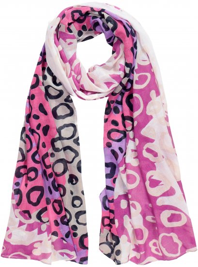 Ulla Popken Rainbow Leopard Print Scarf Pink - Accessoires - 