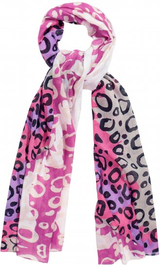 Ulla Popken Rainbow Leopard Print Scarf Pink - Accessoires - 