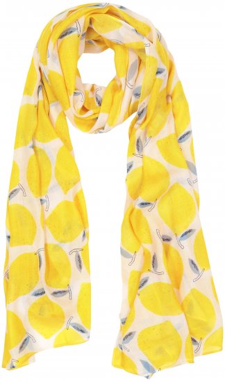 Ulla Popken Lemon Print Scarf Sun Yellow - Accessoires - 