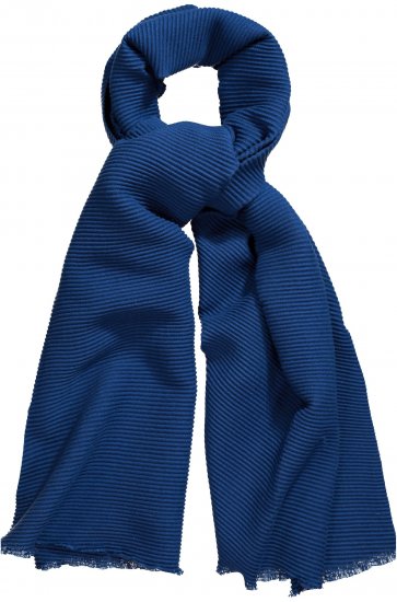 Ulla Popken Pleated Lightweight Scarf Dark Blue - Accessoires - 
