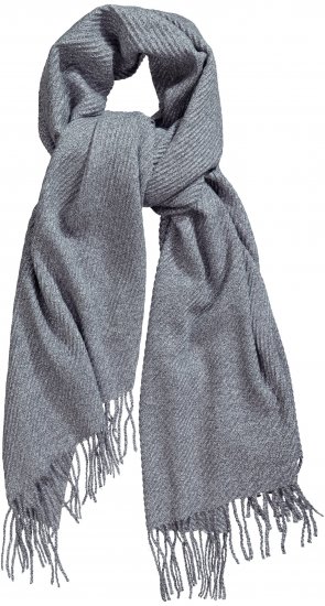 Ulla Popken Ribbed Knit Fringed Hem Scarf Grey Melange - Accessoires - 