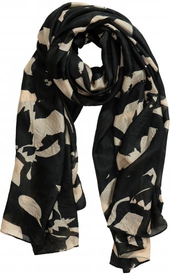 Ulla Popken Printed Silk Scarf Black - Accessoires - 