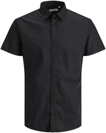 Jack & Jones JOE Shirt Short Sleeve Plain Casual Black - Chemises - Chemises Grandes Tailles Hommes