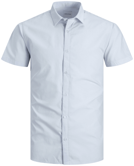 Jack & Jones JOE Shirt Short Sleeve Plain Casual Blue - Chemises - Chemises Grandes Tailles Hommes
