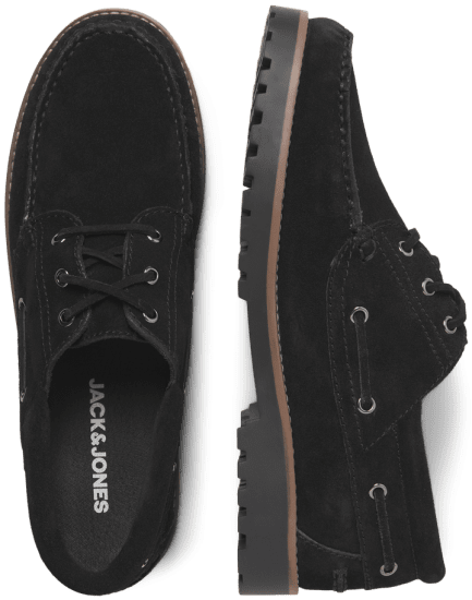Jack & Jones Brooklyn Suede Boat Shoes Black - Chaussures homme 40-52 - 