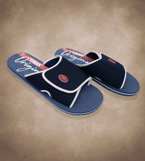 D555 DRAKE Slippers With Velcro Fastening Navy - Chaussures homme 40-52 - 