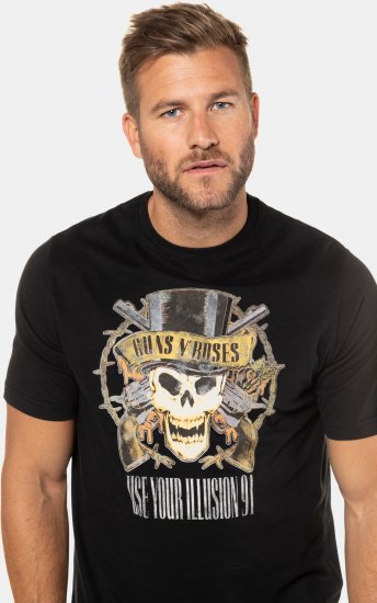 JP1880 Guns N’ Roses Skull Comfort Fit Band T-Shirt Black - T-shirts - T-shirts Homme Grande Taille