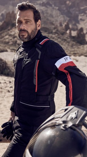 JP1880 Sporty Touring Motorcycle Jacket Black & Red - Vêtements de moto grande taille - Vêtements moto grande taille pour hommes