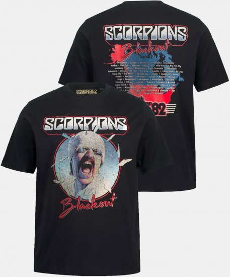 JP1880 Scorpions Blackout Graphic Comfort Fit Band T-Shirt Black - T-shirts - T-shirts Homme Grande Taille