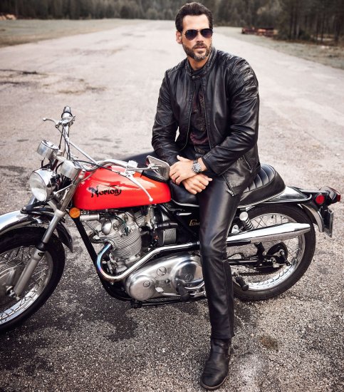 JP1880 Classic Biker Style Leather Jacket Black - Vestes - Vestes Homme Grandes Tailles
