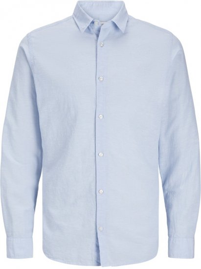 Jack & Jones Breeze Linen Blend Long Sleeve Shirt Chambray Blue - Chemises - Chemises Grandes Tailles Hommes