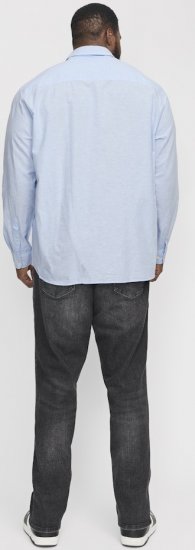 Jack & Jones Breeze Linen Blend Long Sleeve Shirt Chambray Blue - Chemises - Chemises Grandes Tailles Hommes