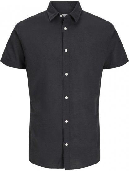 Jack & Jones Breeze Linen Blend Short Sleeve Shirt Black - Chemises - Chemises Grandes Tailles Hommes