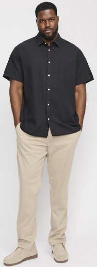 Jack & Jones Breeze Linen Blend Short Sleeve Shirt Black - Chemises - Chemises Grandes Tailles Hommes