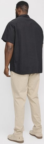 Jack & Jones Breeze Linen Blend Short Sleeve Shirt Black - Chemises - Chemises Grandes Tailles Hommes