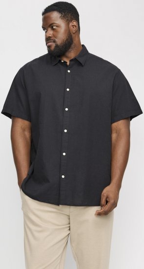 Jack & Jones Breeze Linen Blend Short Sleeve Shirt Black - Chemises - Chemises Grandes Tailles Hommes