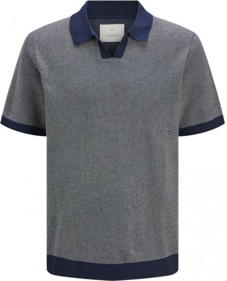 Jack & Jones Ceaston Knit Short Sleeve Sweater Grey/Blue - Sweatshirts & hoodies - Sweatshirts/Hoodies grande taille homme