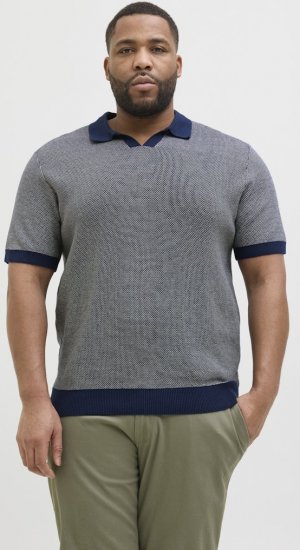 Jack & Jones Ceaston Knit Short Sleeve Sweater Grey/Blue - Sweatshirts & hoodies - Sweatshirts/Hoodies grande taille homme