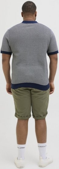 Jack & Jones Ceaston Knit Short Sleeve Sweater Grey/Blue - Sweatshirts & hoodies - Sweatshirts/Hoodies grande taille homme