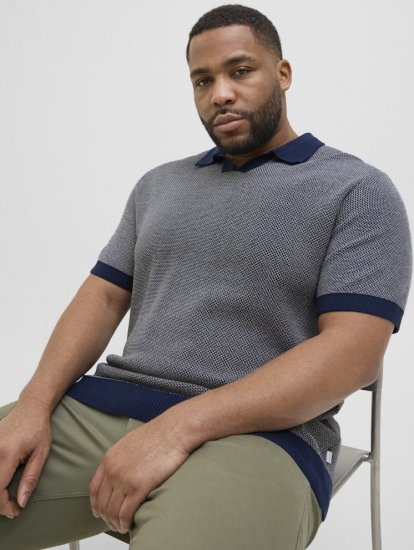 Jack & Jones Ceaston Knit Short Sleeve Sweater Grey/Blue - Sweatshirts & hoodies - Sweatshirts/Hoodies grande taille homme