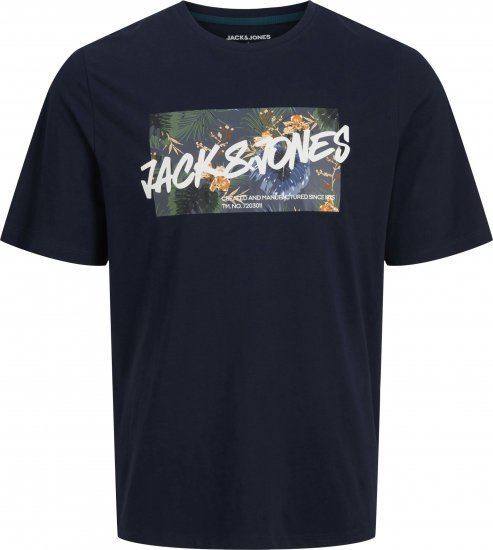 Jack & Jones Hawaii Shape Crew Neck T-Shirt Navy - T-shirts - T-shirts Homme Grande Taille