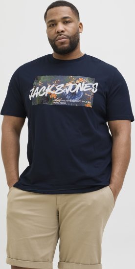 Jack & Jones Hawaii Shape Crew Neck T-Shirt Navy - T-shirts - T-shirts Homme Grande Taille