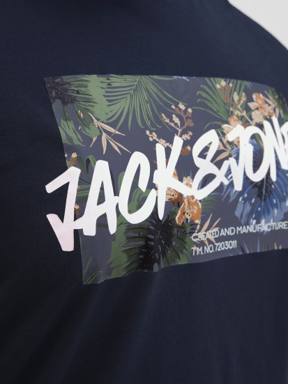 Jack & Jones Hawaii Shape Crew Neck T-Shirt Navy - T-shirts - T-shirts Homme Grande Taille