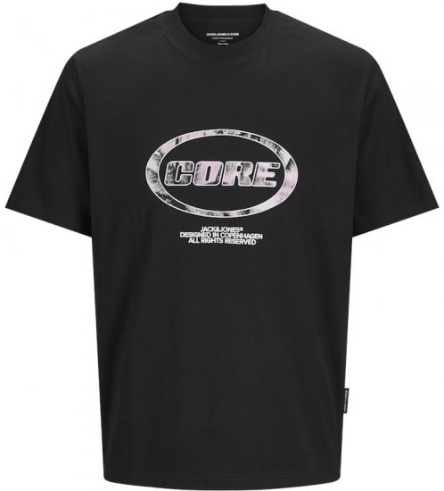 Jack & Jones Lido Core Front Print T-Shirt Black - T-shirts - T-shirts Homme Grande Taille