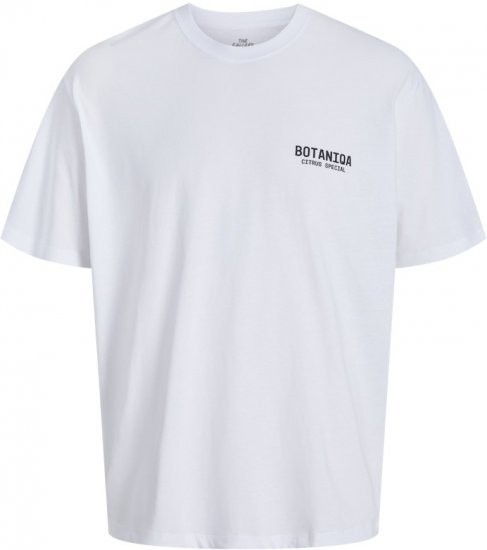 Jack & Jones Botaniq Crew Neck T-Shirt Bright White - T-shirts - T-shirts Homme Grande Taille