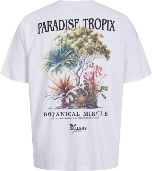 Jack & Jones Botaniq Crew Neck T-Shirt Bright White - T-shirts - T-shirts Homme Grande Taille