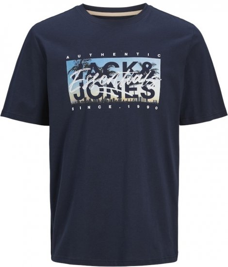 Jack & Jones Colton Photoprint Crew Neck T-Shirt Dark Navy - T-shirts - T-shirts Homme Grande Taille