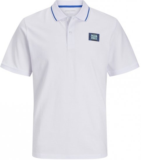 Jack & Jones Hudson Short Sleeve Polo White - Polos - Polos homme grande taille