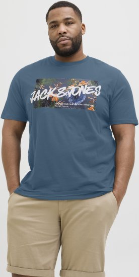 Jack & Jones Hawaii Shape Crew Neck T-Shirt Blue - T-shirts - T-shirts Homme Grande Taille